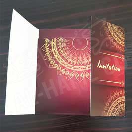  Fancy Invitation card - Red with Golden Print
