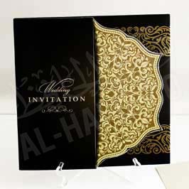 Fancy Invitation Card - Olive Green with Golden print