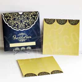 Fancy Blue Invitation Card with Golden Envelop
