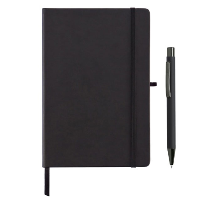 BORNA - Giftology A5 Hard Cover Notebook and Pen Set - Black