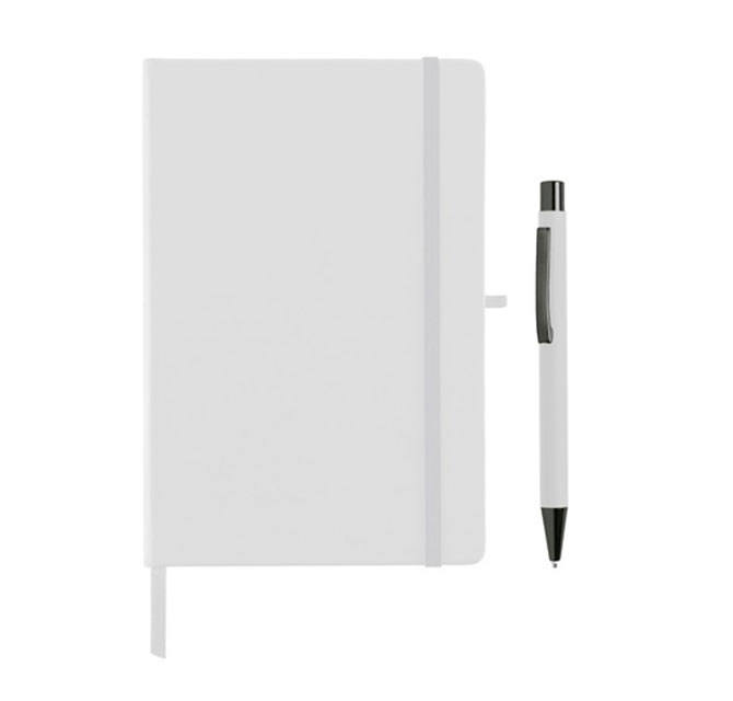 BORNA - Giftology A5 Hard Cover Notebook and Pen Set - White