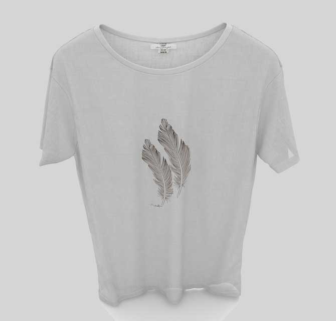 T-Shirt Grey - Feathers