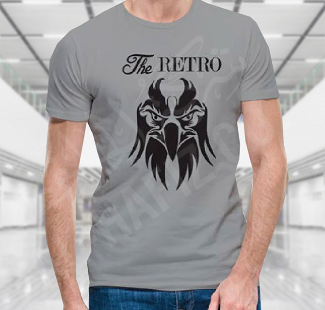 Grey Black T-Shirt Printing with Sticker 