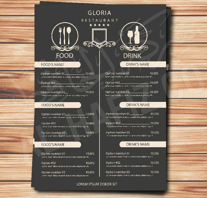  Hotel Menu Card - A4 Laminated  
