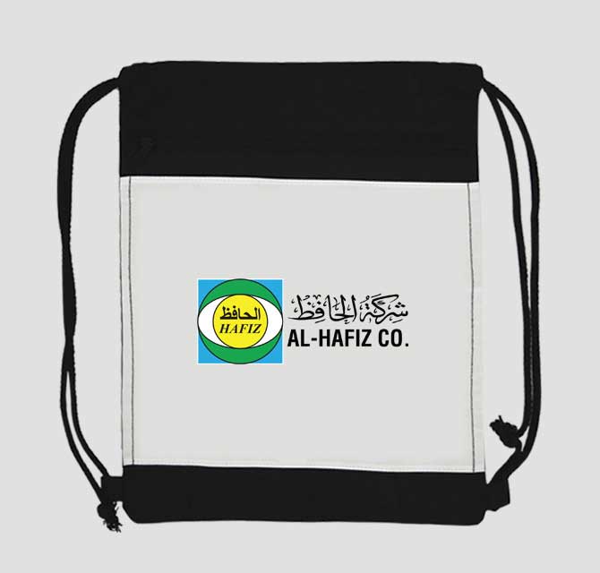 Drawstring Backpack (Black Polyester) 