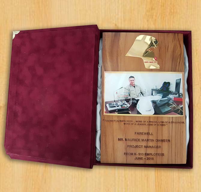 Wooden Shield With Velvet Bound Box