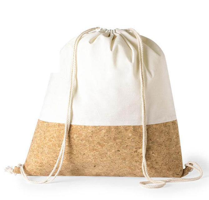 VOLGA - eco-neutral Recycled Cotton/Cork Drawstring Bag