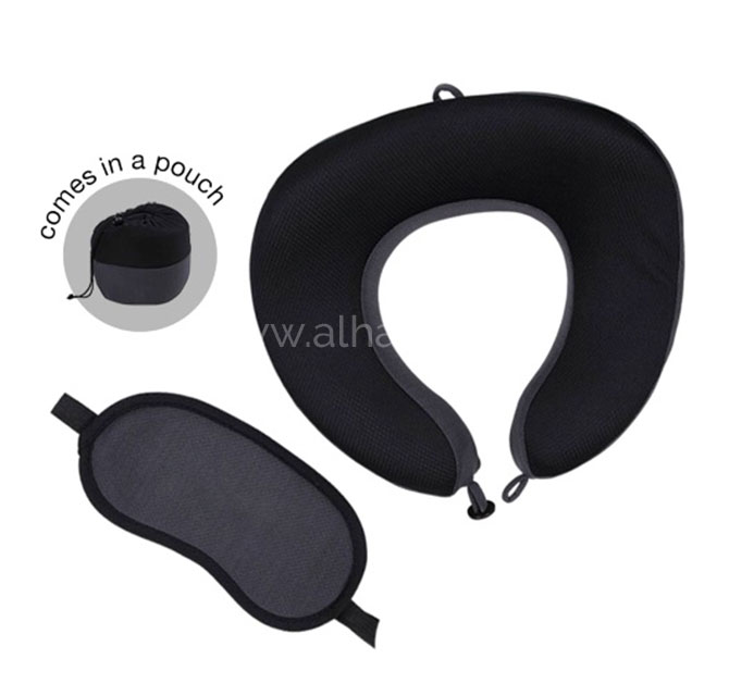 ZABARI - SANTHOME Travel Set (Pillow and Eyemask in Pouch)