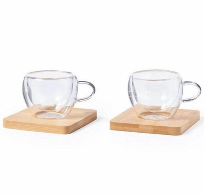 PAMA - Set of 2 Expresso Cup with Bamboo Coaster