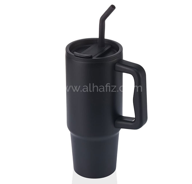 BERN - Recycled Stainless Steel Tumbler with Reusable Straw - Black