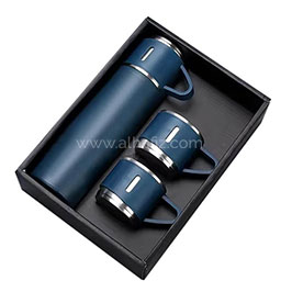 Saffle - Giftology Family Set Of Vacuum Flask & Two Cups - Navy Blue