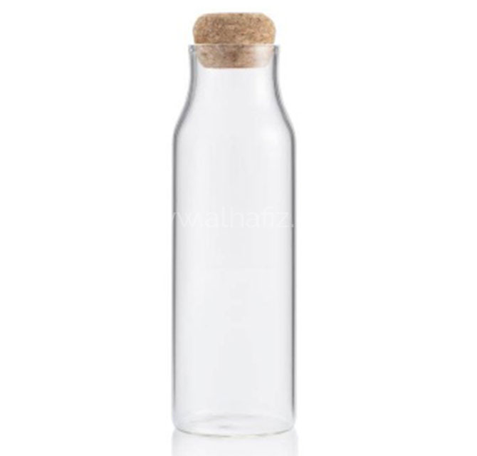 BERKA - Borosilicate Glass Bottle with Cork Lid - 600ml
