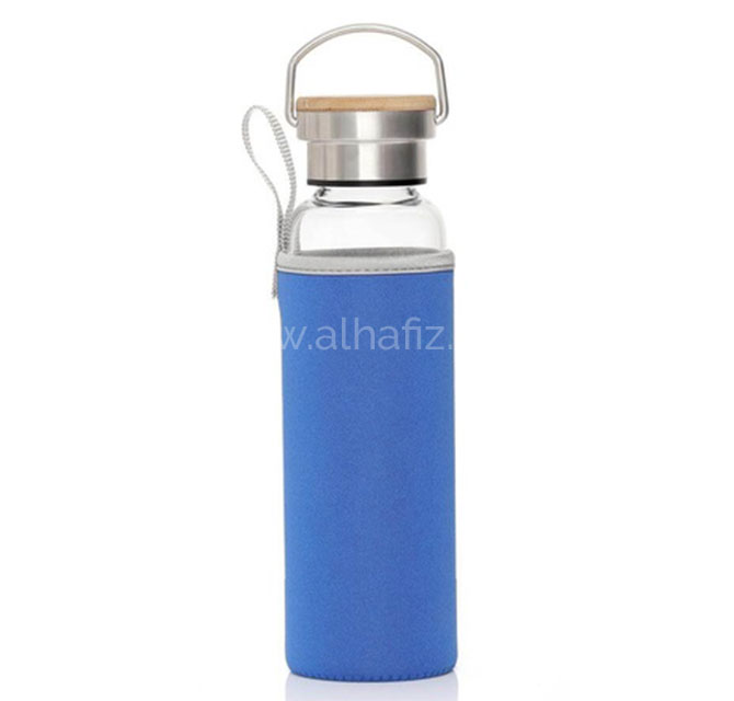 FLOHA - Hans Larsen Borosilicate Glass Bottle with Neo Sleeve - Royal Blue
