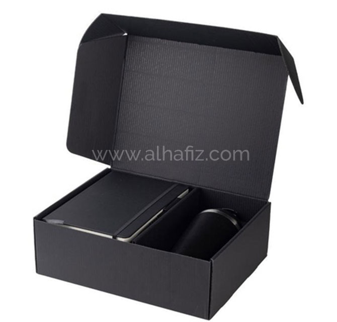 KOKSI - Giftology Set of Double Walled Tumbler, A5 Notebook and Pen - Black