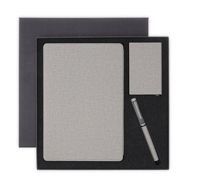 TESSIN - CHANGE ZERO Sustainable Gift Set with Refillable Notebook, Pen & Cardholder - Grey