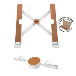 Brela - @memorii Set Of Recycled Laptop Stand And Retractable Cable - White