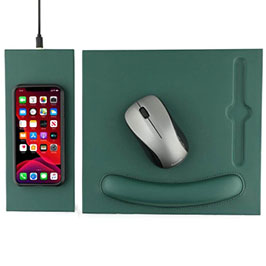Doberan - @memorii 10w Wireless Charger Pu Mouse Pad - Dark Green