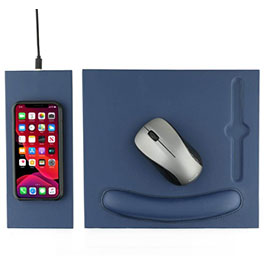Doberan - @memorii 10w Wireless Charger Pu Mouse Pad - Navy Blue