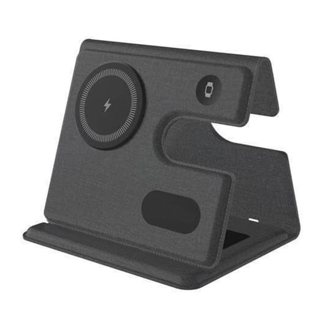 PLANA - CHANGE ZERO Recycled 3-in-1 Wireless Charger Station - Black