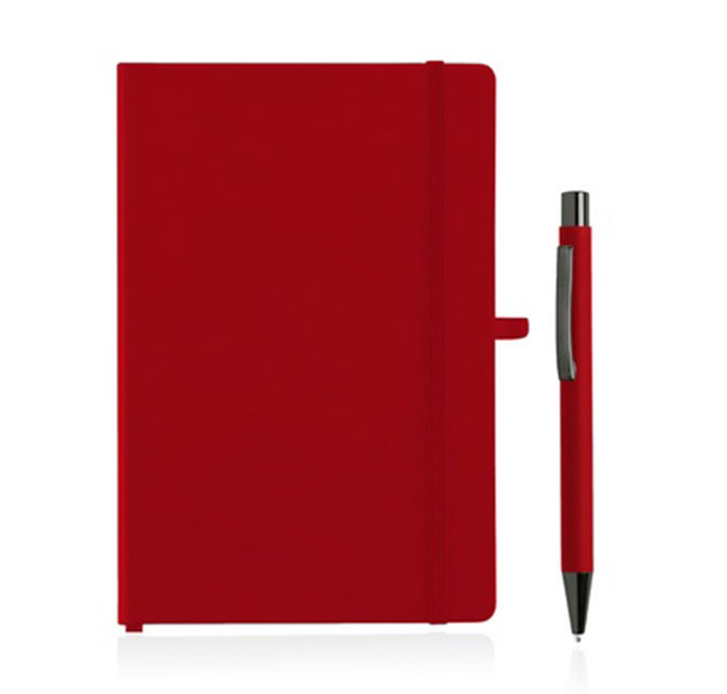 BORNA - Giftology A5 Hard Cover Notebook and Pen Set - Red