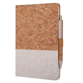 Borsa - Eco-neutral Set Of A5 Cork Fabric Hard Cover Notebook And Pen - White