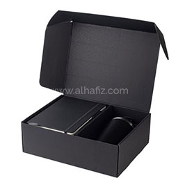 Koksi - Giftology Set Of Double Walled Tumbler, A5 Notebook And Pen - Black