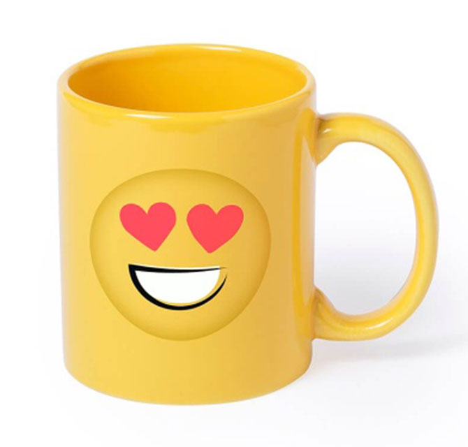 370ml Ceramic Mug With Fun Emoji Designs - Heart