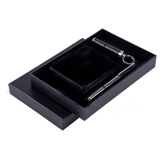 TUMBES - Set of Mens Wallet, Flashlight Keyring and Metal Pen