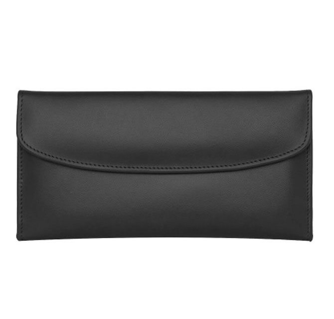 Genuine Leather Ladies Wallet with Zipper Pocket Black