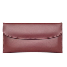 Genuine Leather Ladies Wallet With Zipper Pocket Maroon