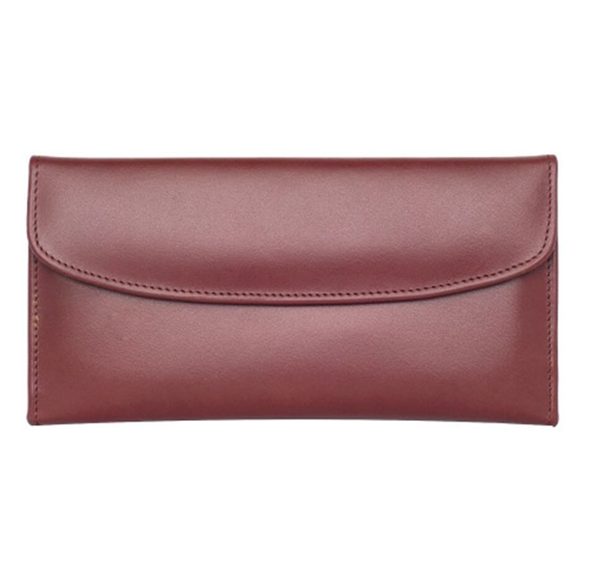 Genuine Leather Ladies Wallet with Zipper Pocket Maroon