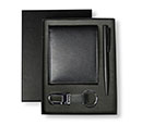 BIBURY - Set of Mens Wallet, Key Chain and Pen - Black