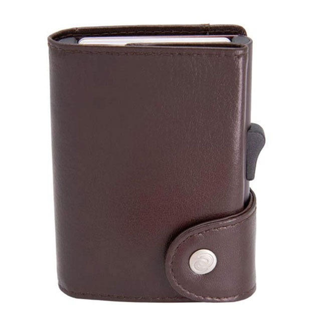 MARALIK - c-secure Classic Italian Leather RFID Wallet Mogano