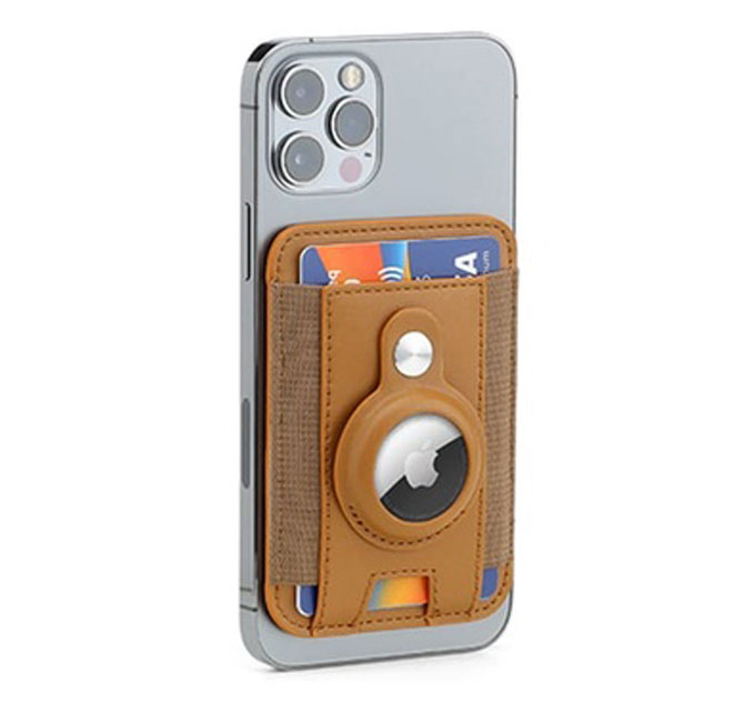 MARZ - SanthomeÂ® Magnetic Phone Cardholder with Santhome Tag Pocket - Tan