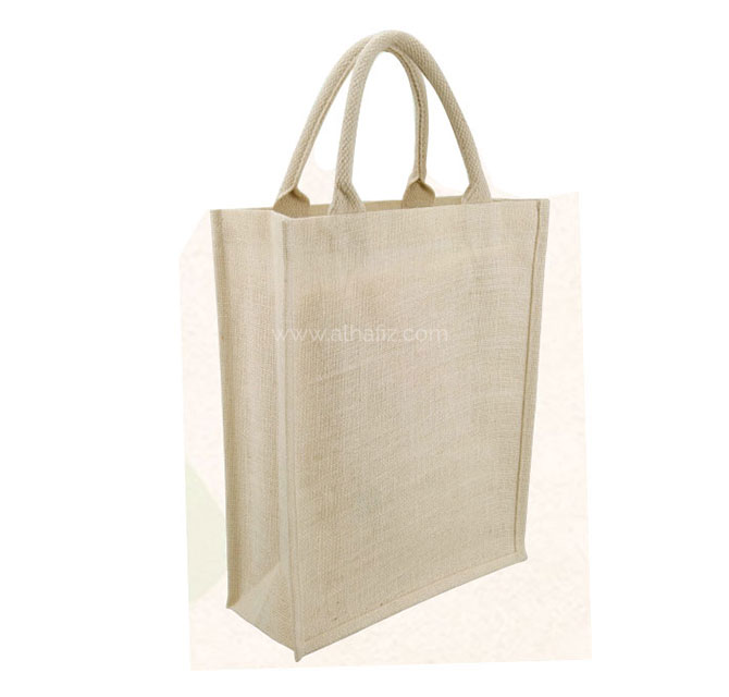 Eco-neutral Jute Shopping Bag - Vertical - White