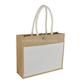 Monclova - Jute Bag With Canvas Pocket - Natural
