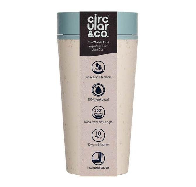 Circular Cup 12oz Cream & Faraway Blue