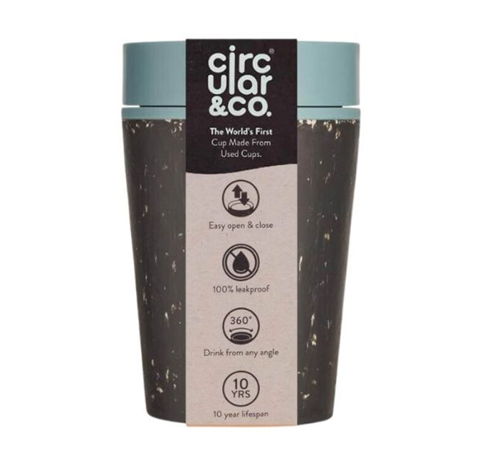 Circular Cup 8oz Black & Faraway Blue