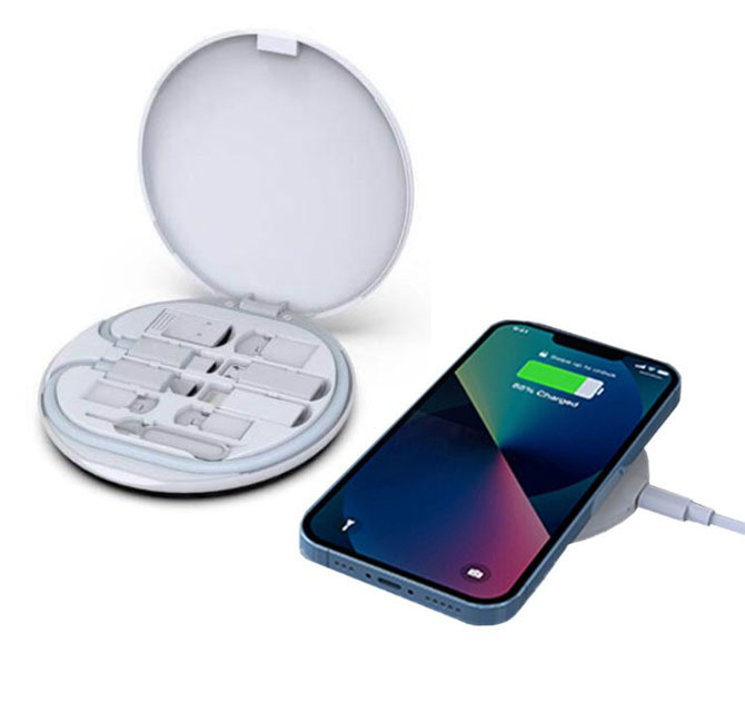 OSLO - @memorii Recycled 15W Wireless Charger Multi - Cable Set - White
