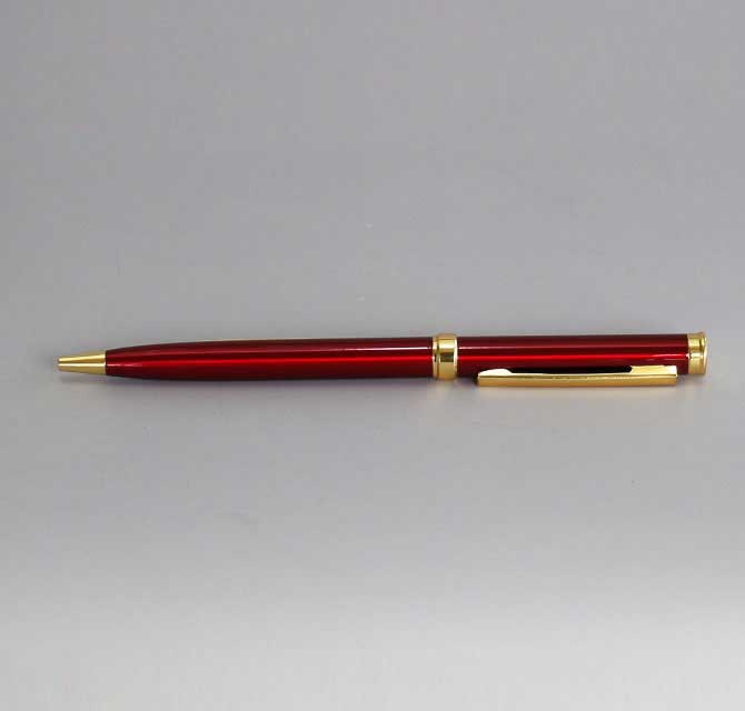 Ballpen Slim Red with Golden Edges