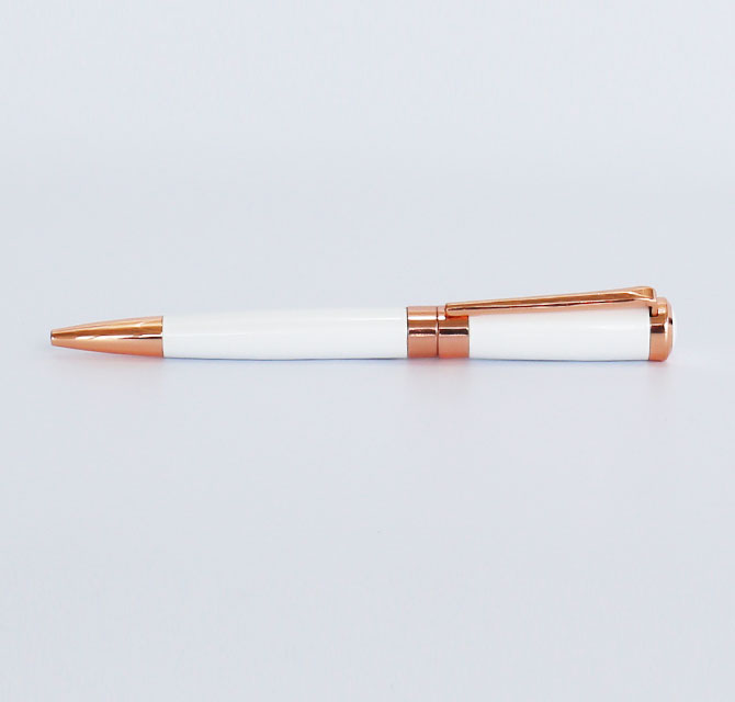 White Pen with Bronze Tip & Clip