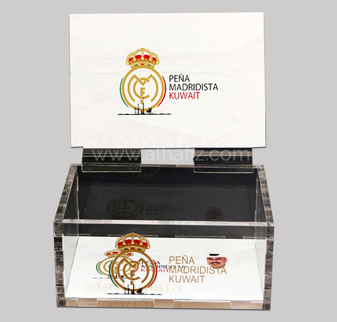Custom Made and printed Clear Acrylic Box W/Hinged Top Lid