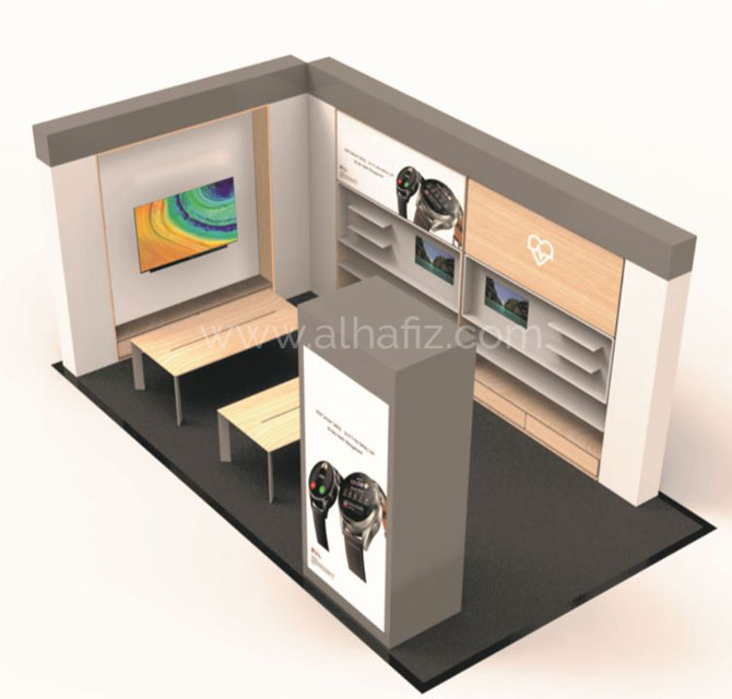Customized exhibition stand with backlit display