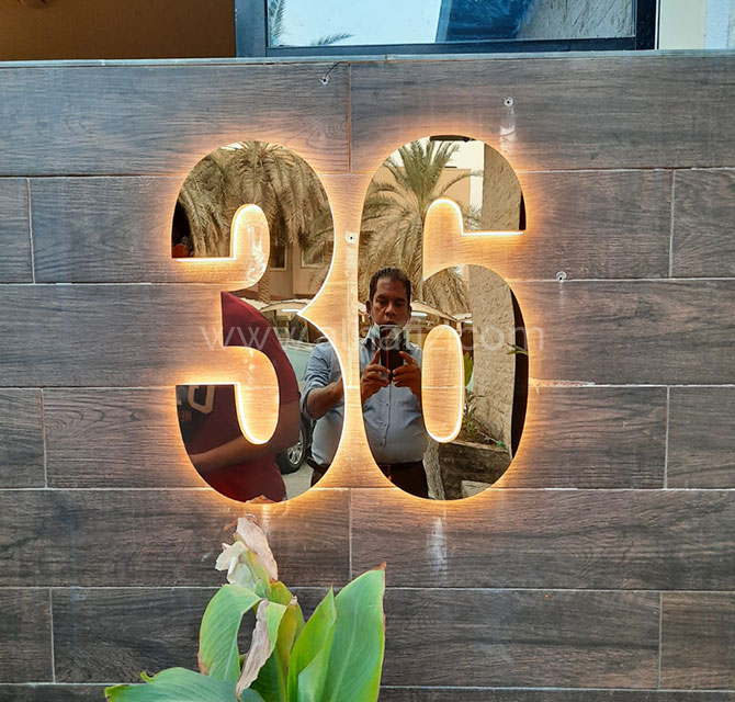 Golden Lighted House Sign Door Numbers