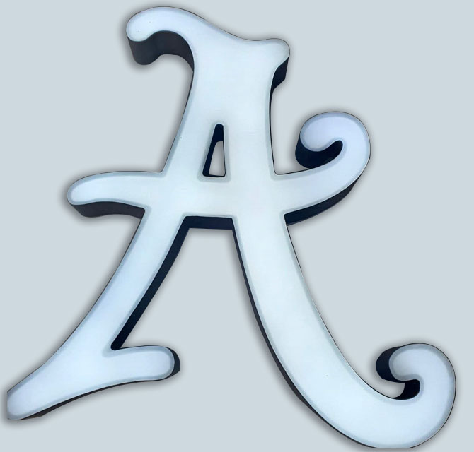Rimless Flat Cut illuminated Acrylic Channel Sign Letter with Aluminum Side Returns