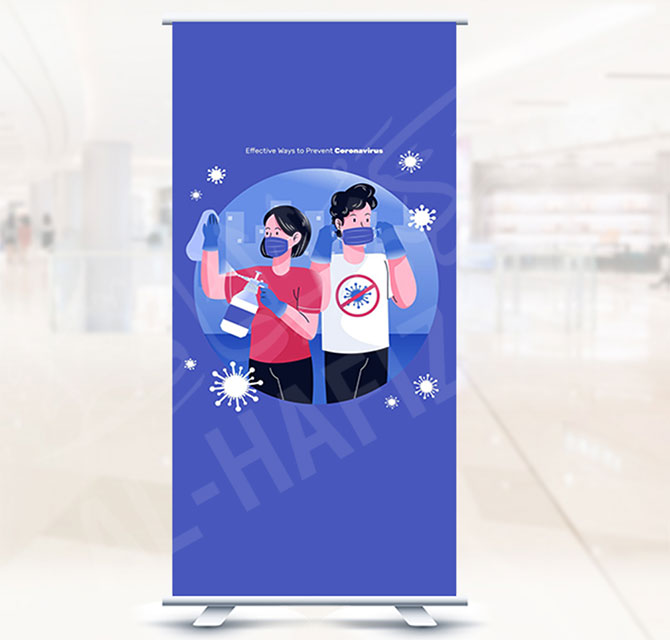 Covid Safety Message Rollup Stand