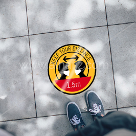 Social Distancing Printed Floor Sticker Multicolor