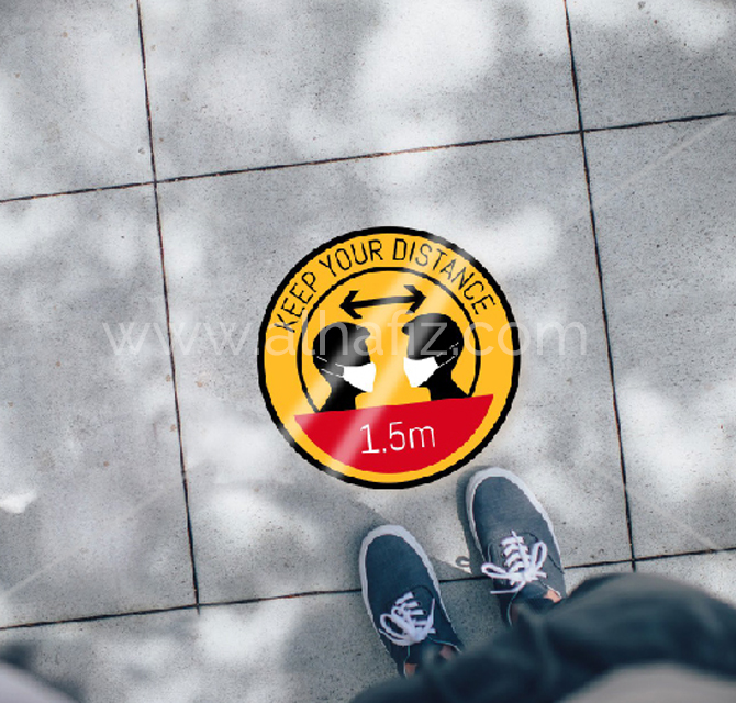Social Distancing Printed Floor Sticker Multicolor