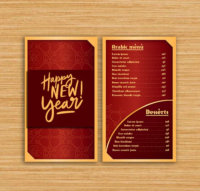 New Year Menu Cards