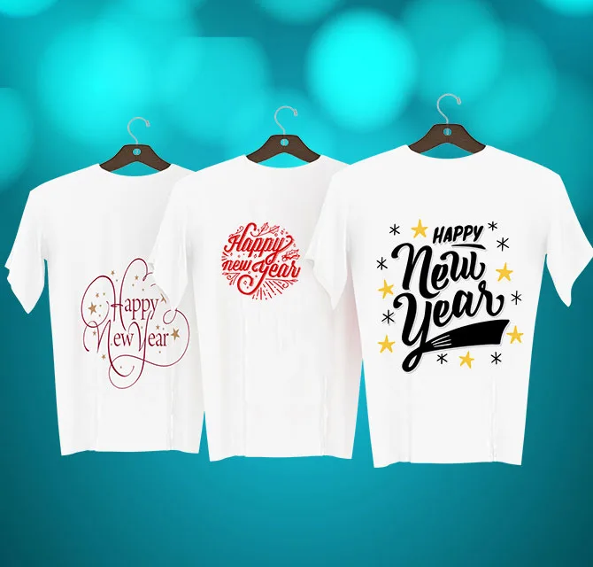 New Year White Couple T-shirts